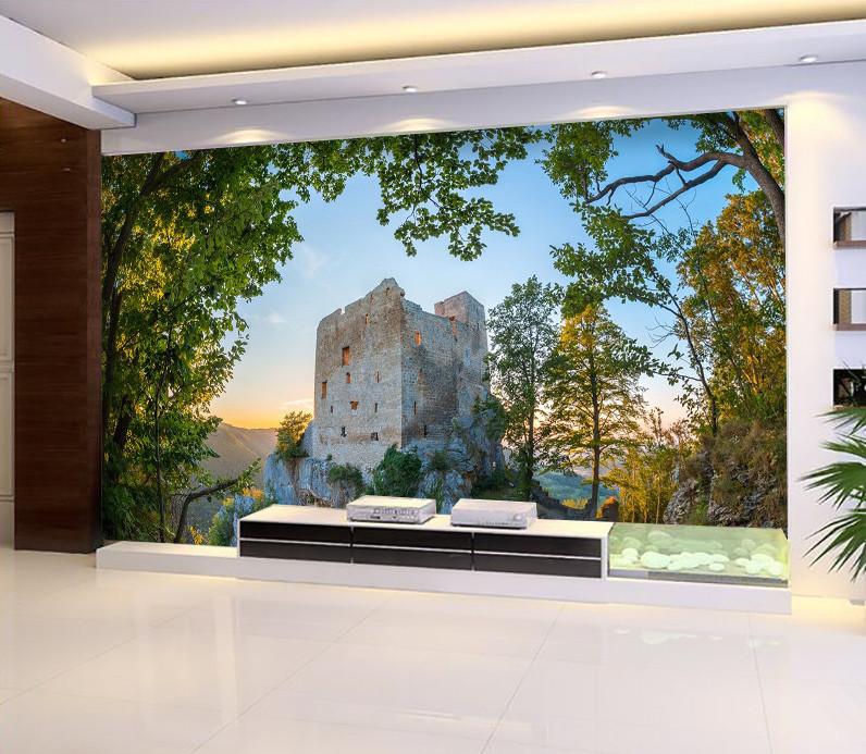 3D Field Old Castle Building Wallpaper AJ Wallpaper