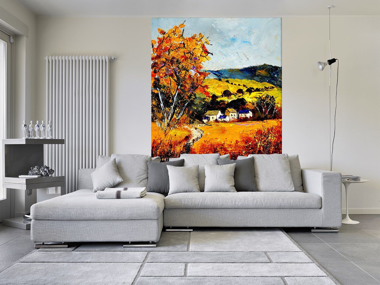 Orange Village Painting Wallpaper AJ Wallpaper