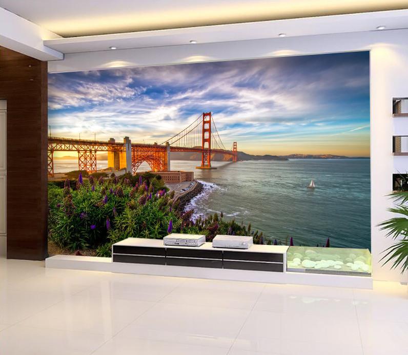 3D Bridge City Sky River 9 Wallpaper AJ Wallpaper