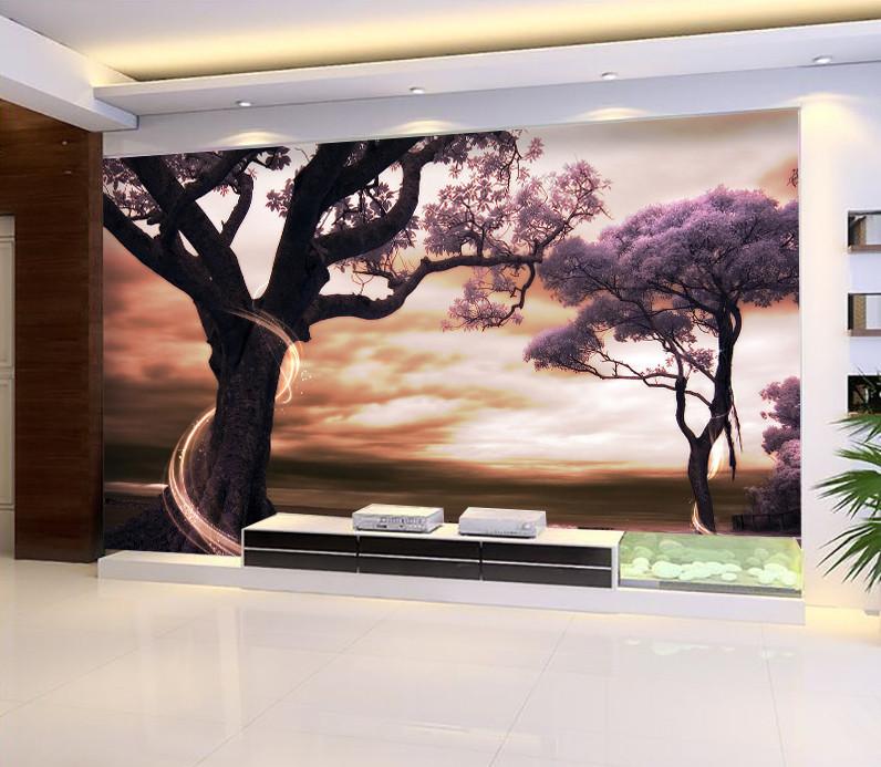 3D Purple Glow Tree 232 Wallpaper AJ Wallpaper 2