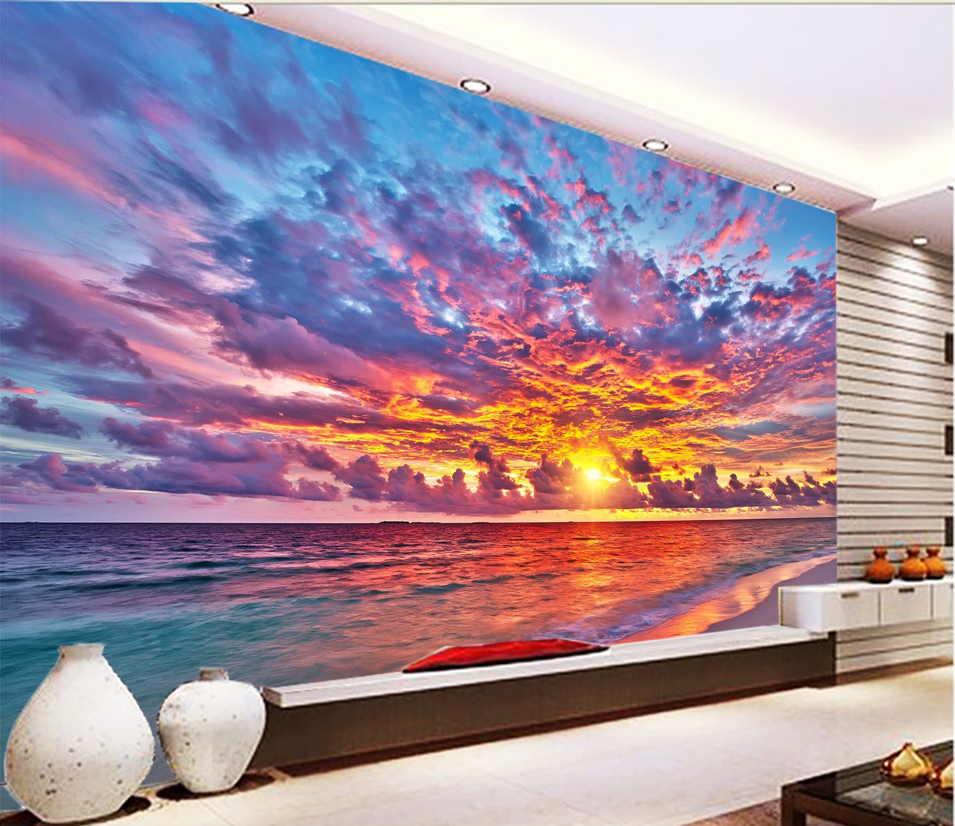 3D Yellow Sunset 1021 Wall Murals