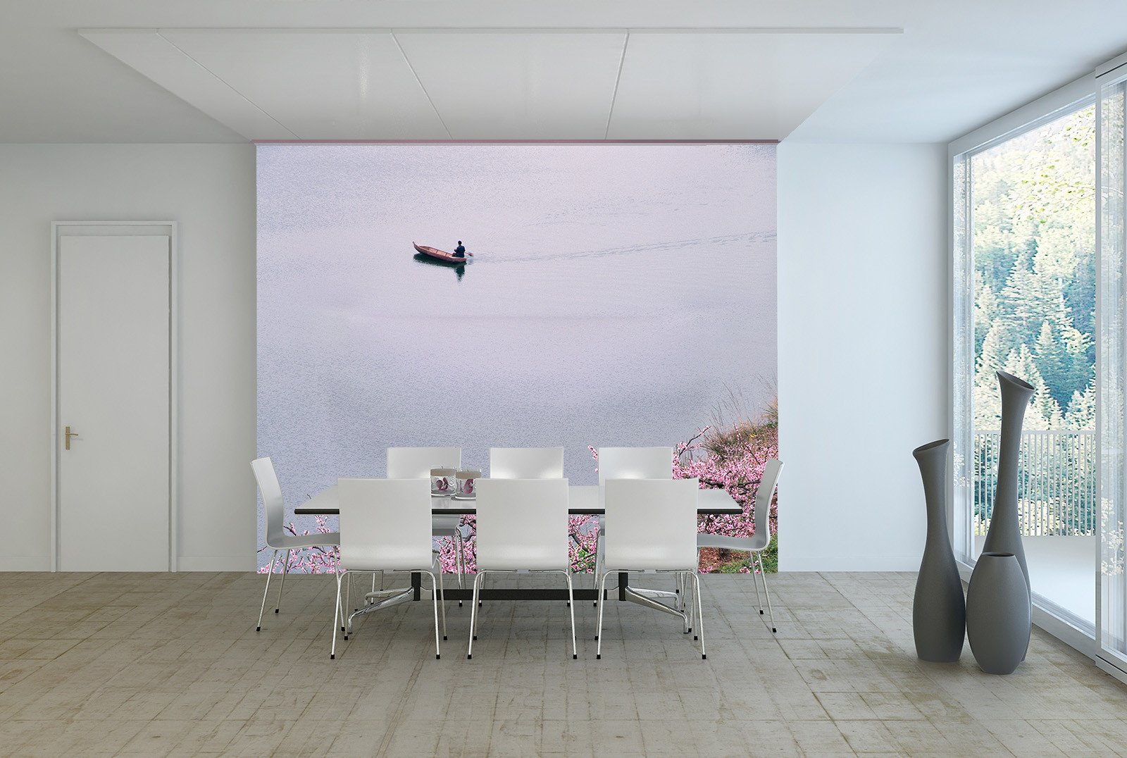 Lakeside Peach Blossoms Wallpaper AJ Wallpaper