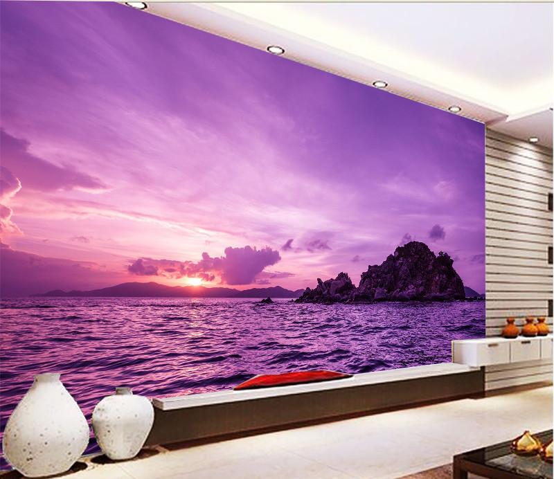3D Purple Sky Ocean 06 Wallpaper AJ Wallpaper