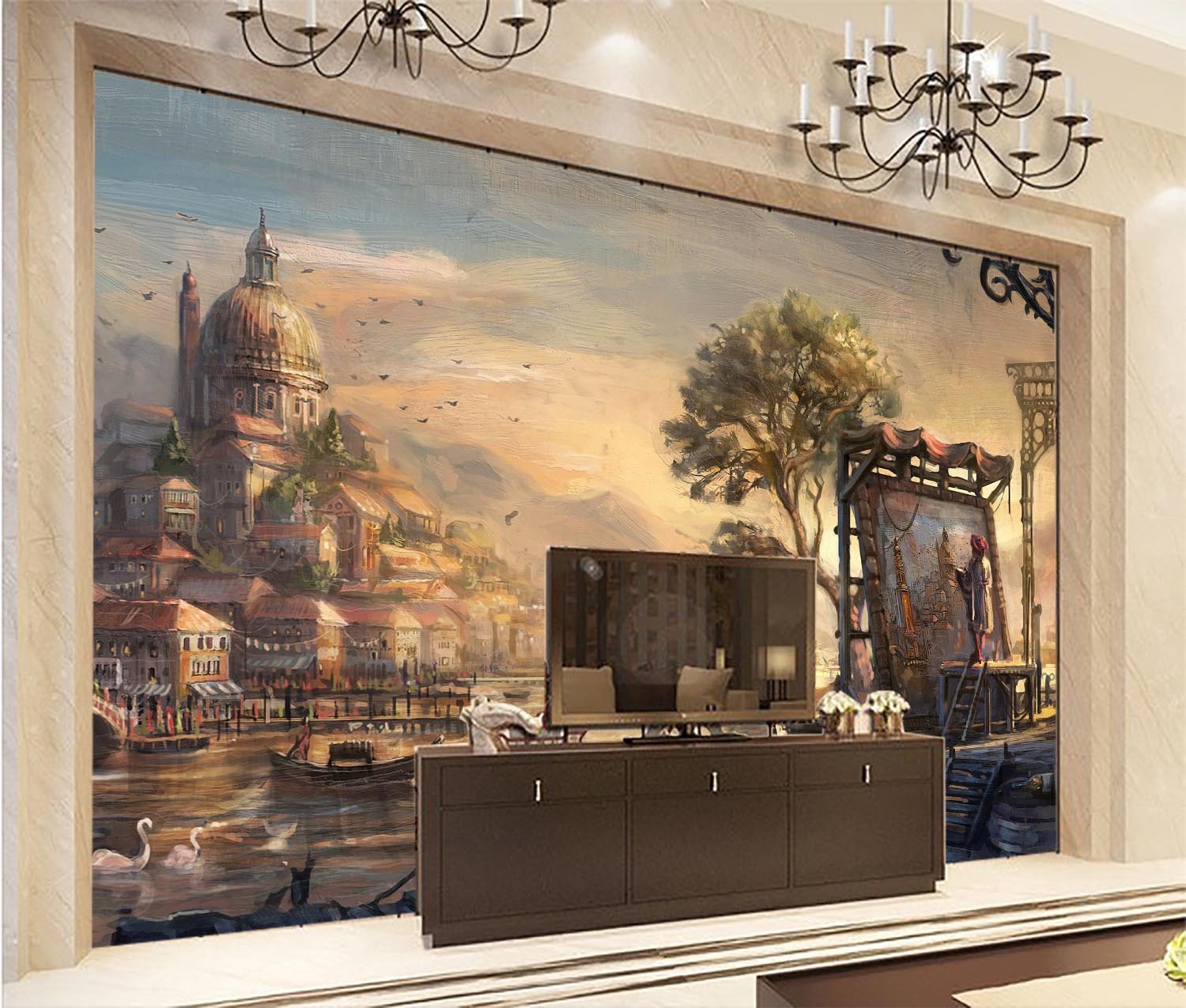 Riverside Ancient Town Wallpaper AJ Wallpaper