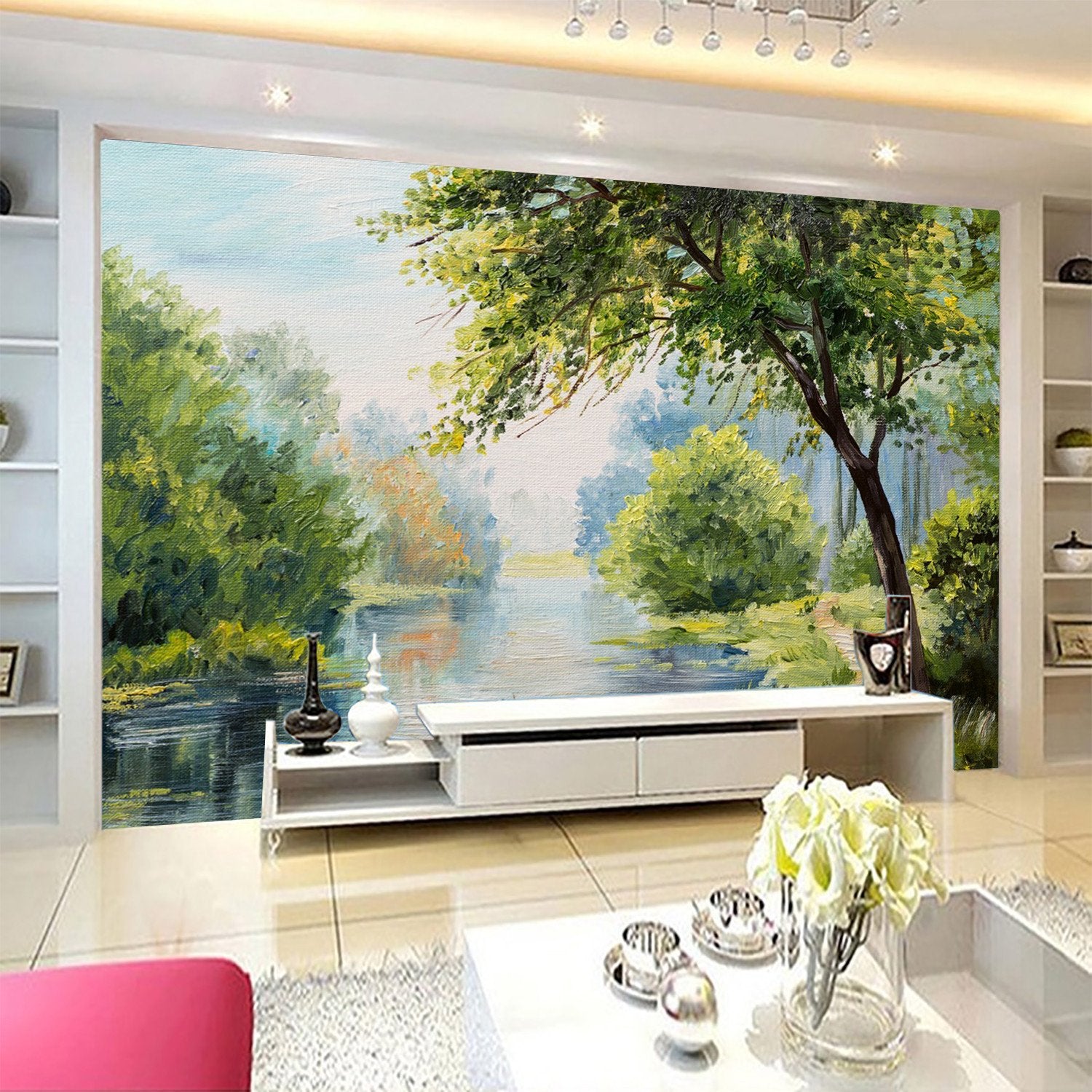 3D Green Tree Jungle River 63 Wallpaper AJ Wallpaper