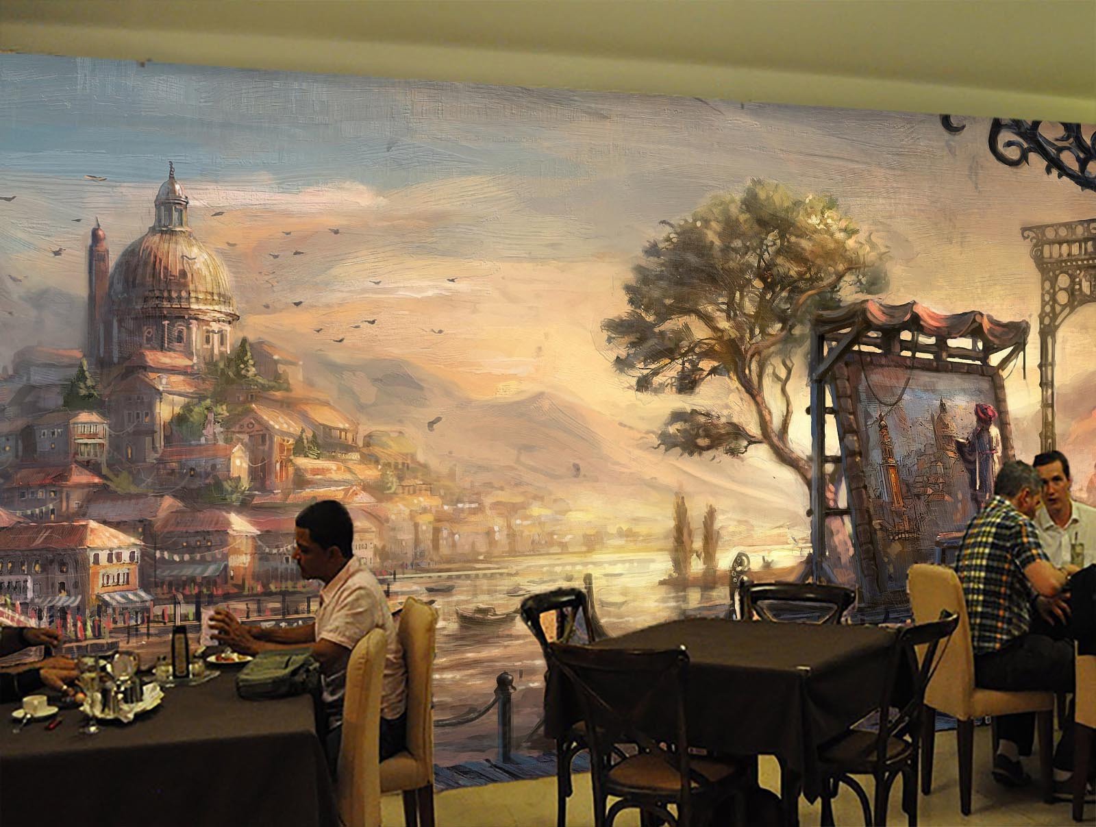 Riverside Ancient Town Wallpaper AJ Wallpaper