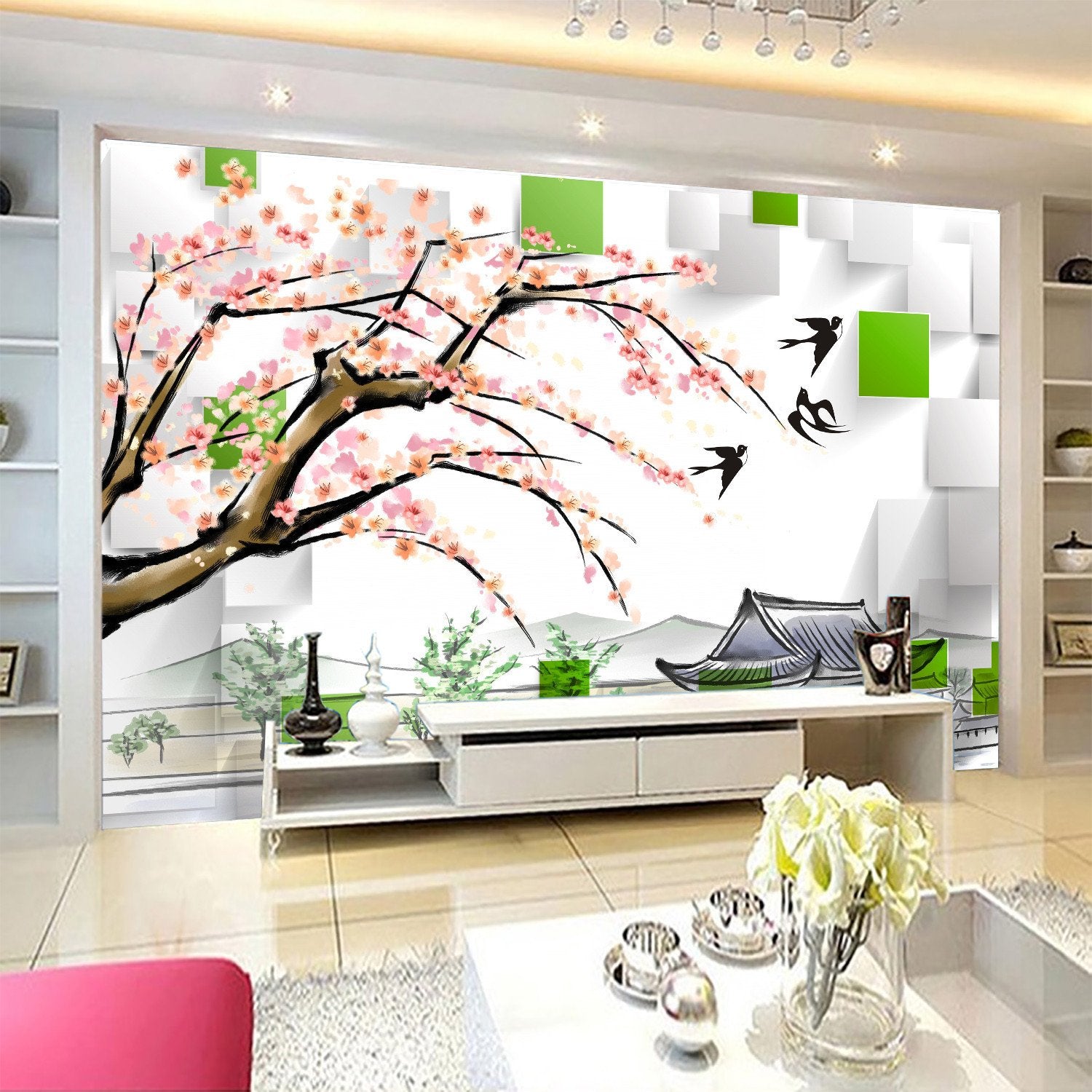 3D Pink Cherry Tree 682 Wallpaper AJ Wallpaper