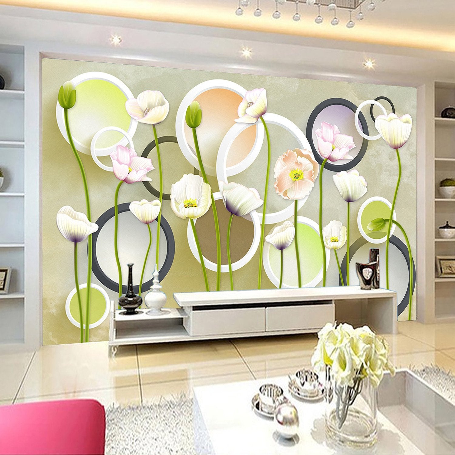 3D White Tulip Flower 121 Wallpaper AJ Wallpaper