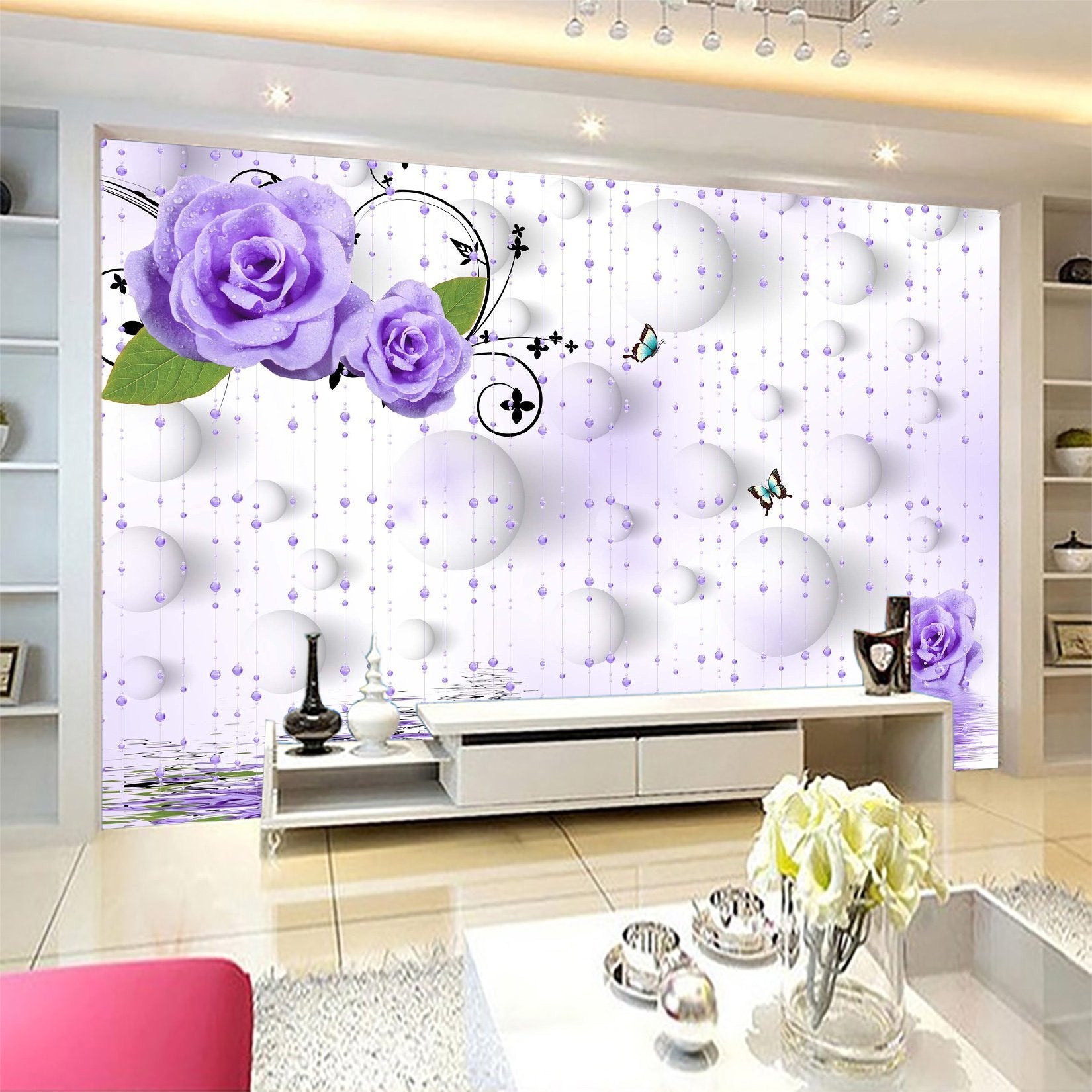 3D Rose Dewdrop Butterfly 743 Wallpaper AJ Wallpaper