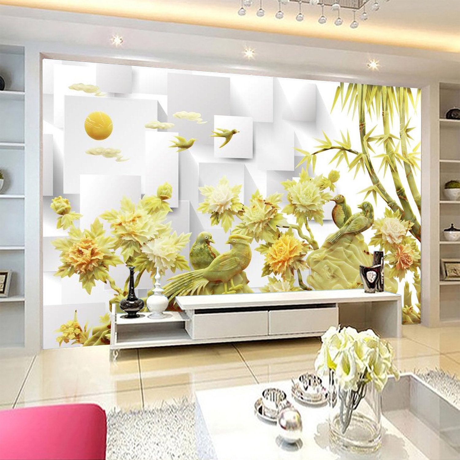 3D Jade Tree Flower Forest Wallpaper AJ Wallpaper 1