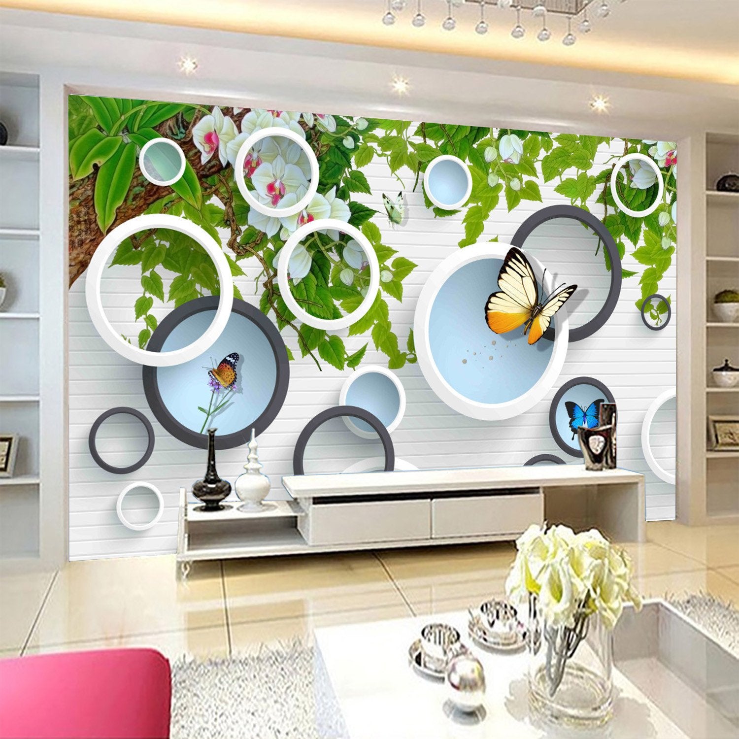 3D Butterfly Leaves 638 Wallpaper AJ Wallpaper