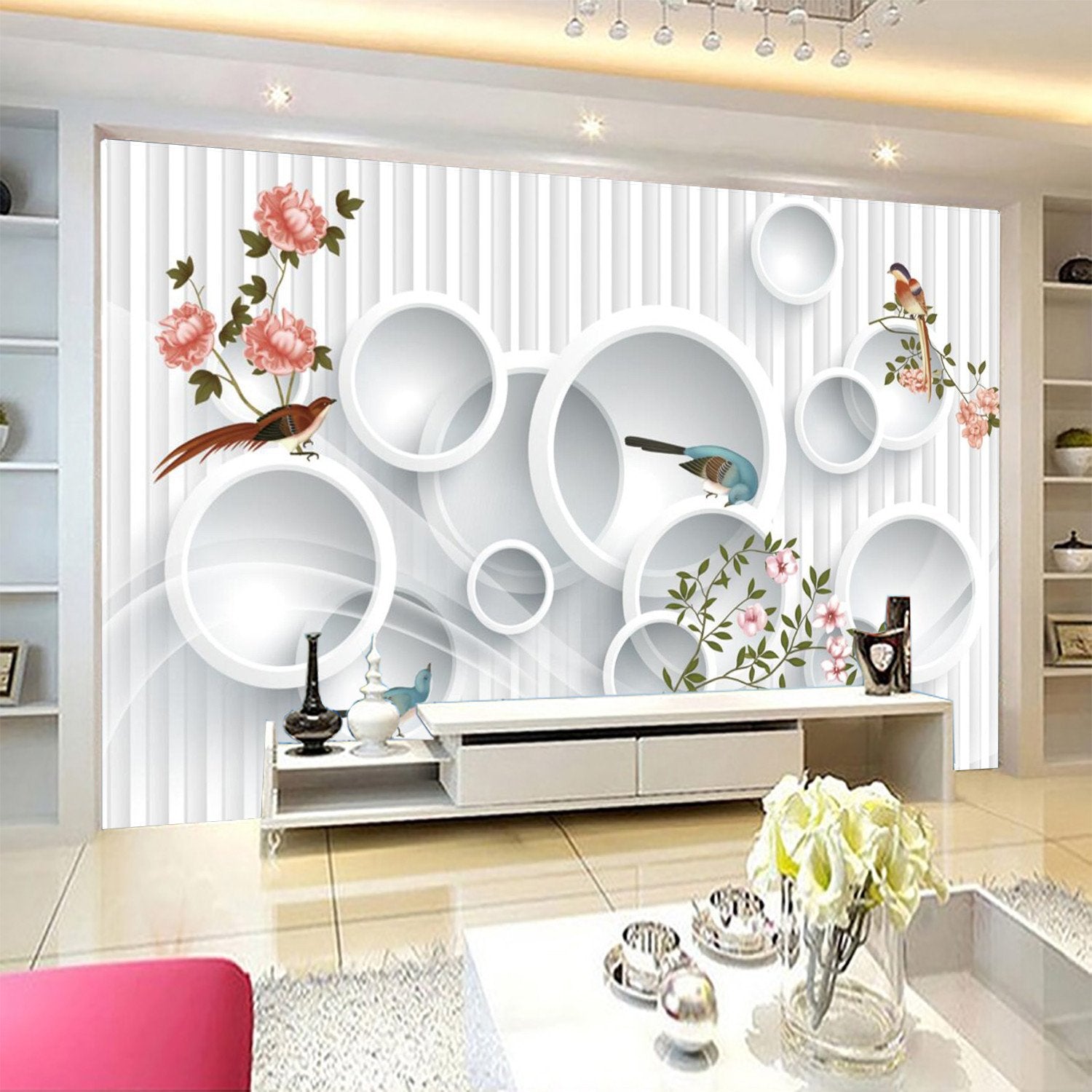 3D Parrot Flower Bird 883 Wallpaper AJ Wallpaper