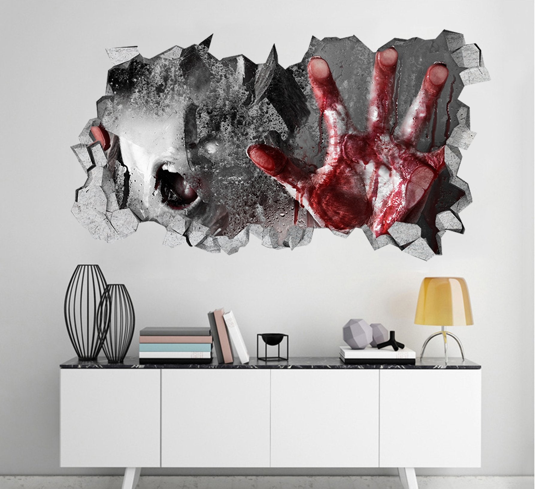 3D Scary Bloody Hand 169 Broken Wall Murals Wallpaper AJ Wallpaper