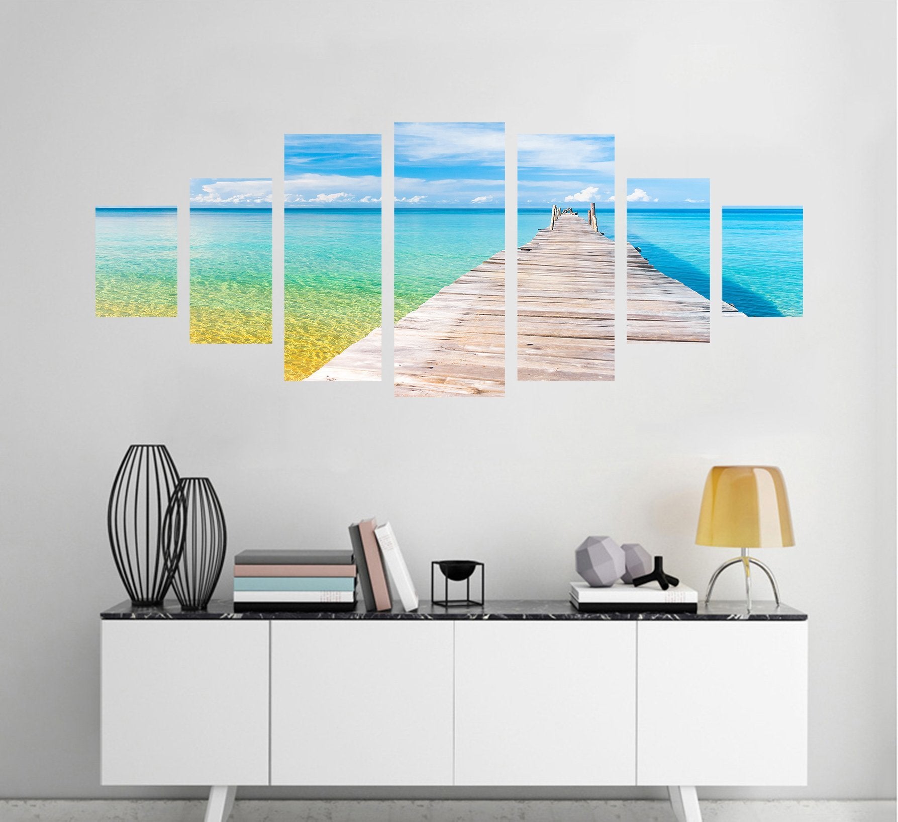 3D Boardwalk Sea 175 Unframed Print Wallpaper Wallpaper AJ Wallpaper