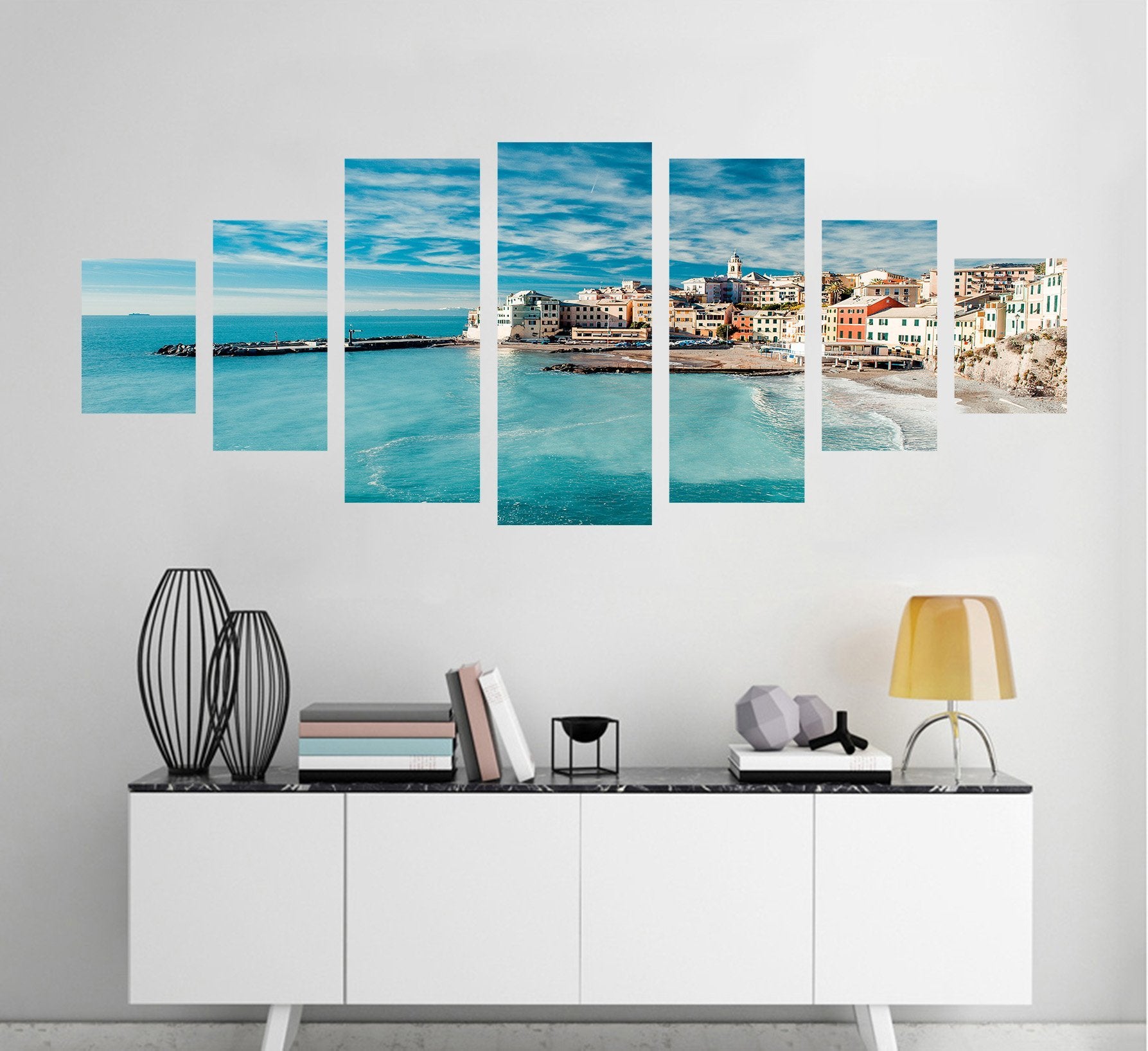 3D Seaside City 130 Unframed Print Wallpaper Wallpaper AJ Wallpaper