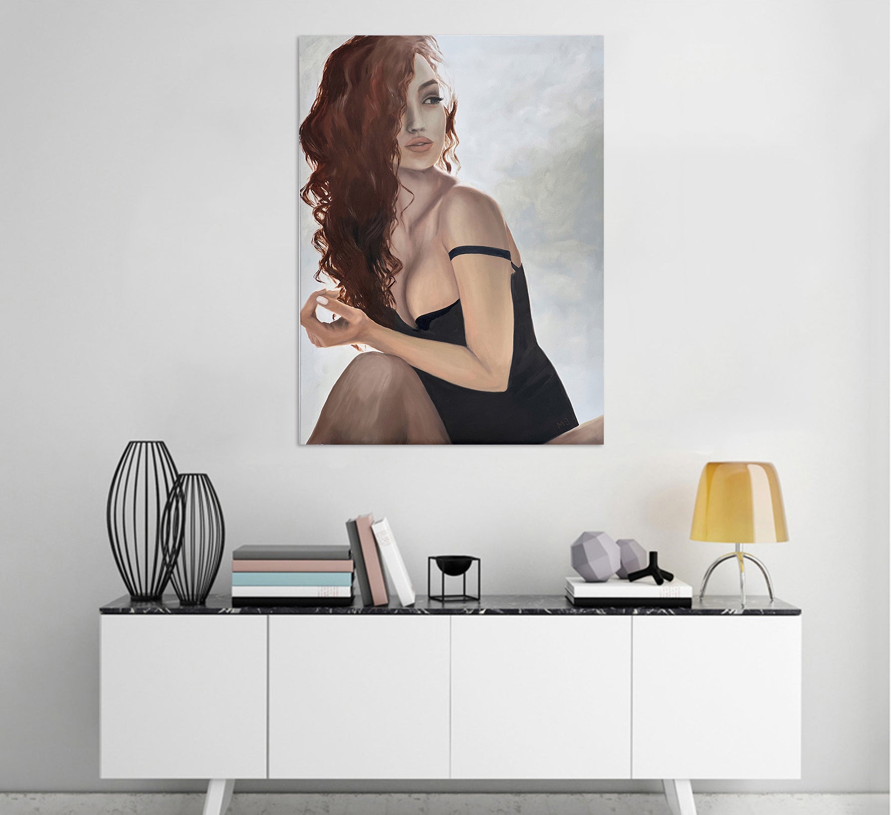 3D Woman Red Curly Hair 10073 Marina Zotova Wall Sticker