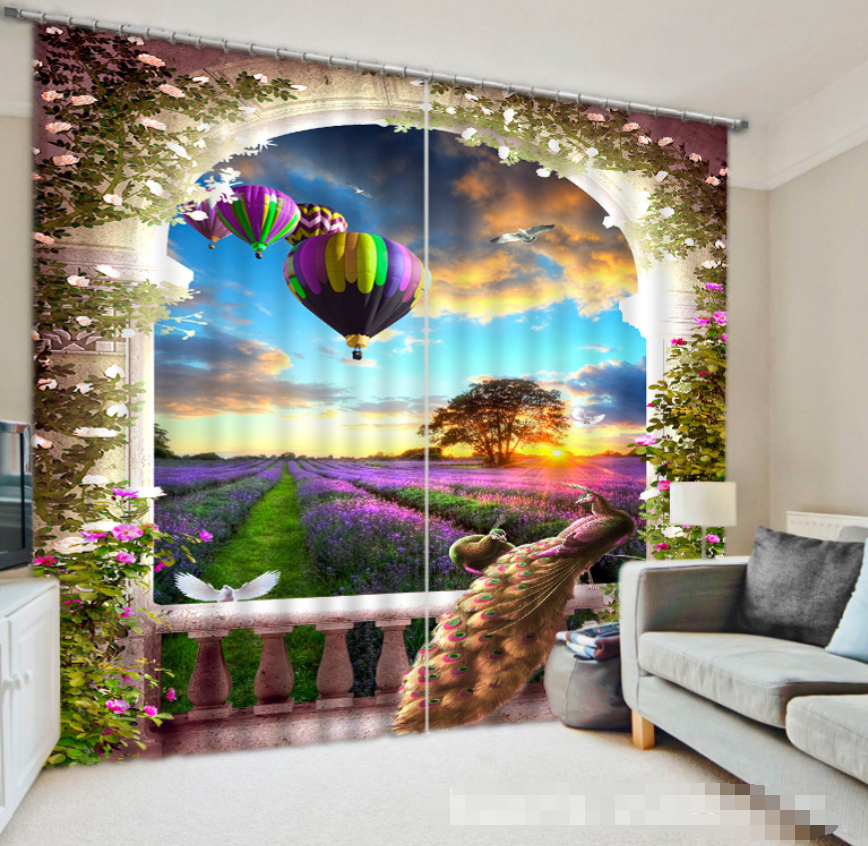 3D Flowers Field Pillars 1102 Curtains Drapes Wallpaper AJ Wallpaper