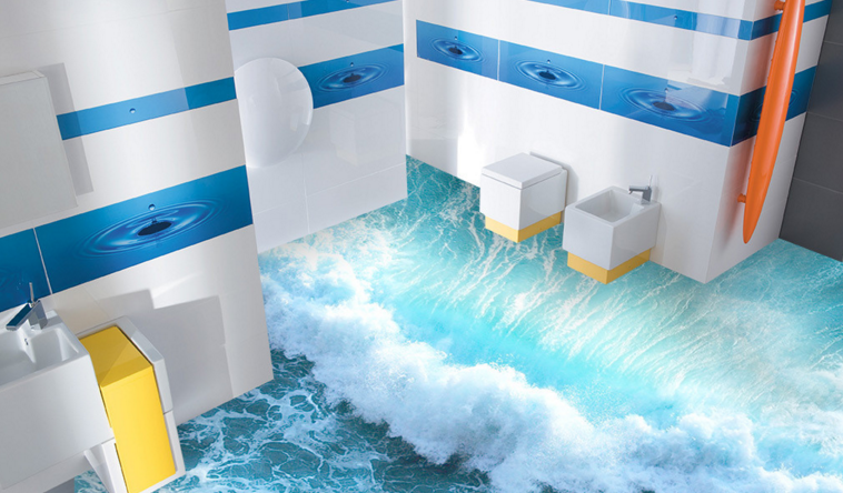3D Waves Churning 354 Floor Mural Wallpaper Murals Rug & Mat Print Epoxy waterproof bath floor