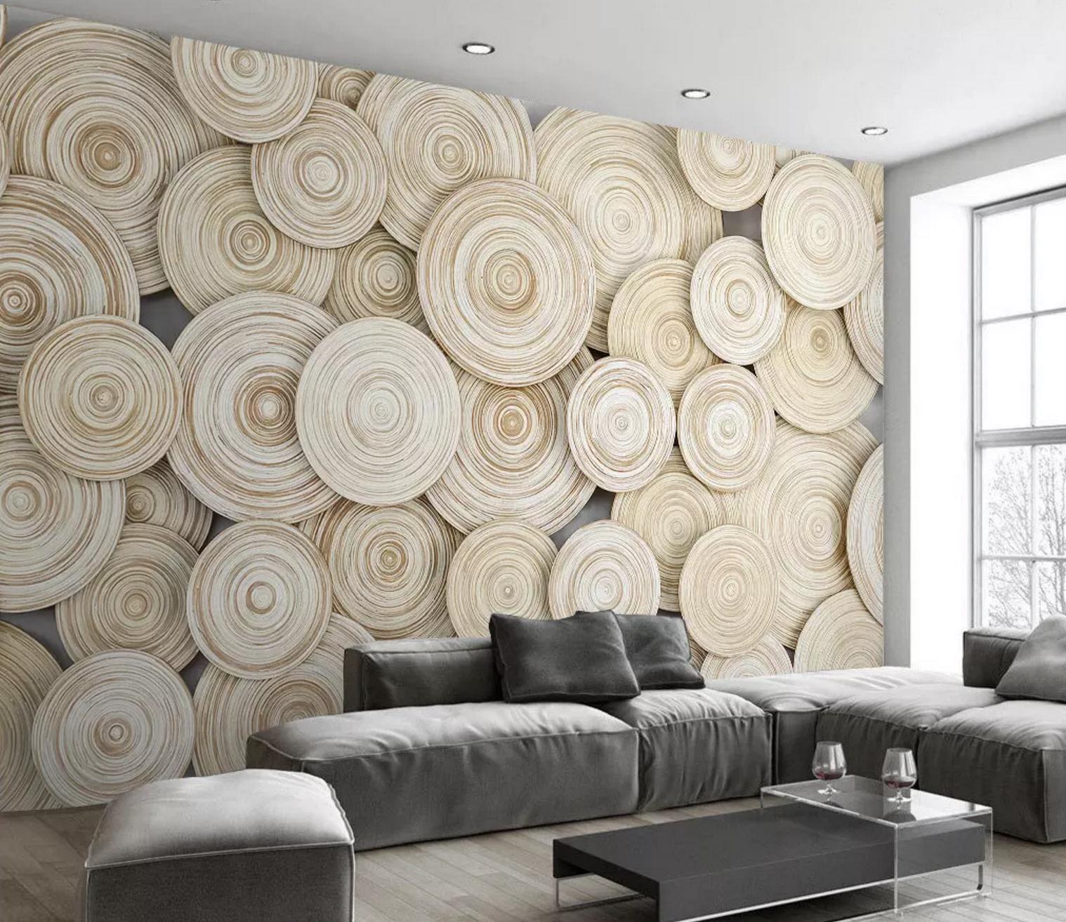 3D White Circle WC335 Wall Murals