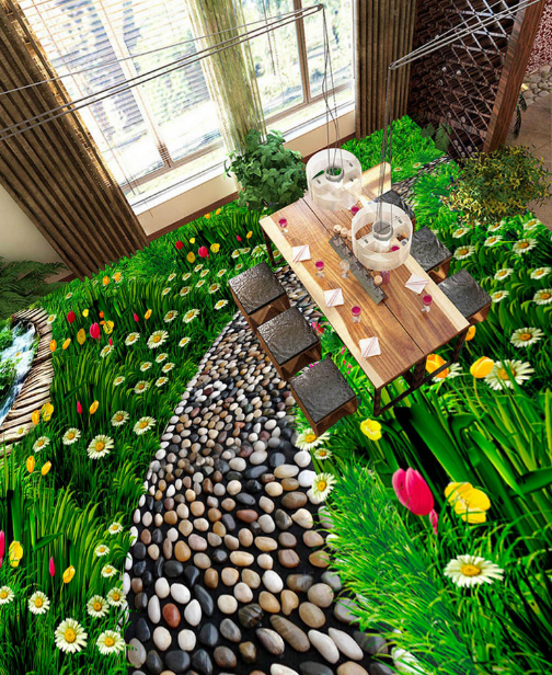 3D Grass Trail 126 Floor Mural Wallpaper AJ Wallpaper 2