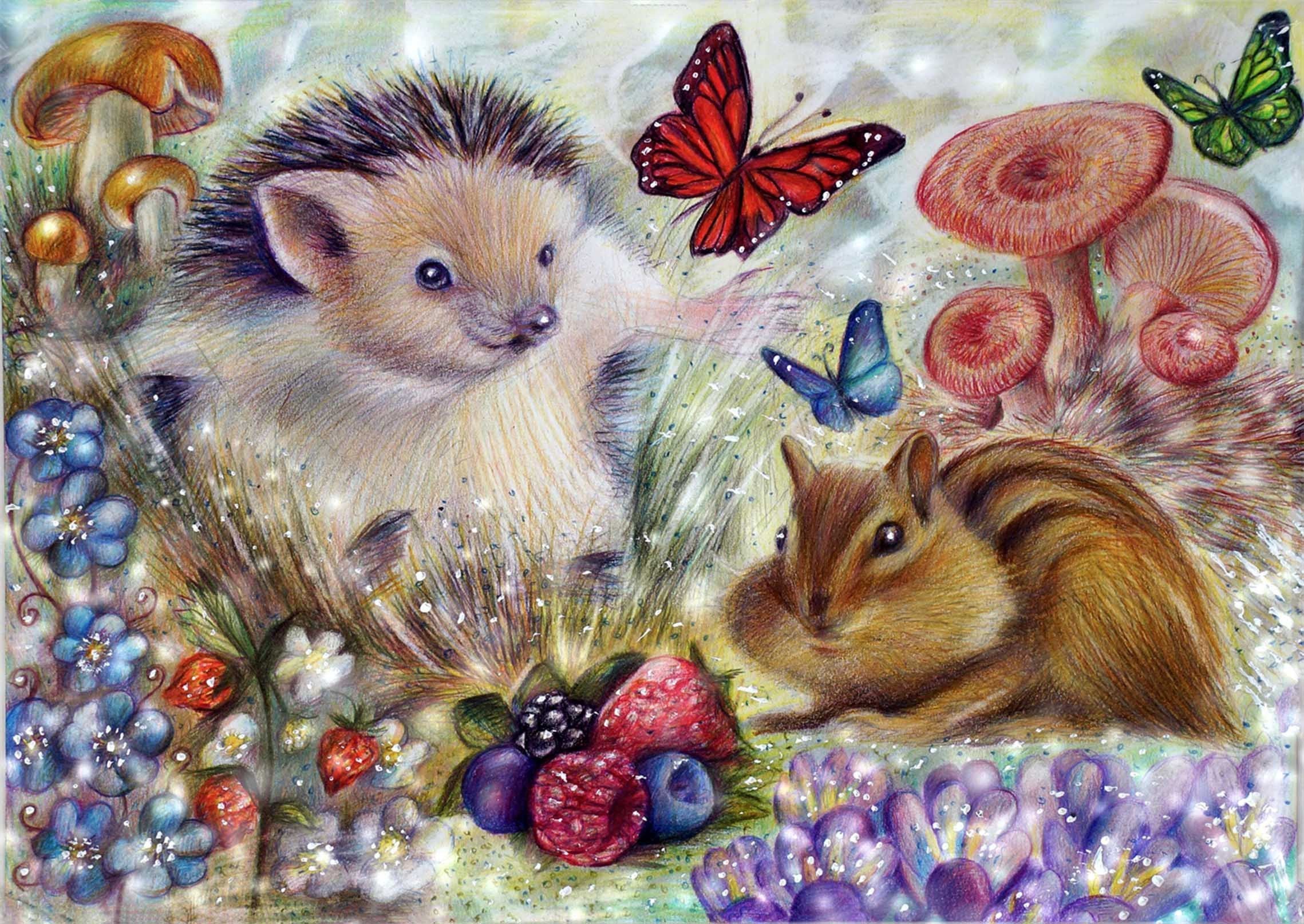 3D Hedgehog And Rabbit 628 Kitchen Mat Floor Mural Wallpaper AJ Wallpaper