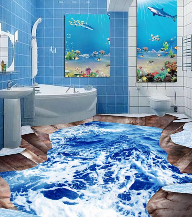 3D Waving Water Floor Mural Wallpaper AJ Wallpaper 2