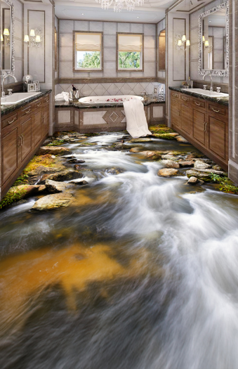 3D River Overflowing 043 Floor Mural Wallpaper AJ Wallpaper 2
