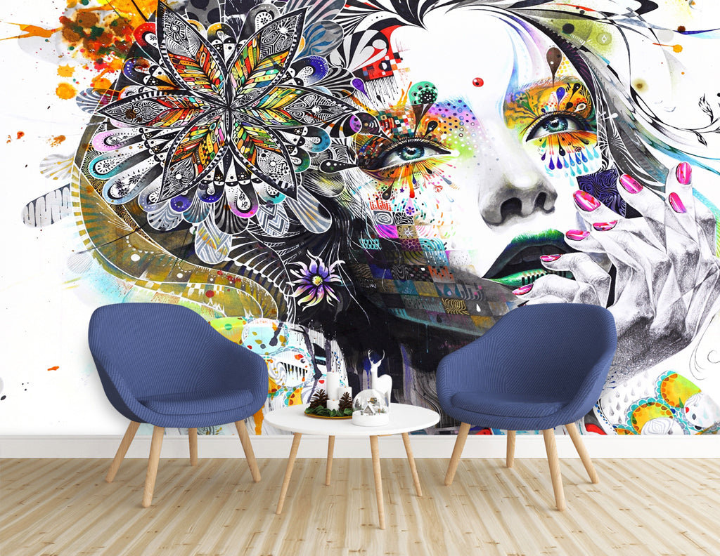 3D Painted Woman WG123 Wall Murals