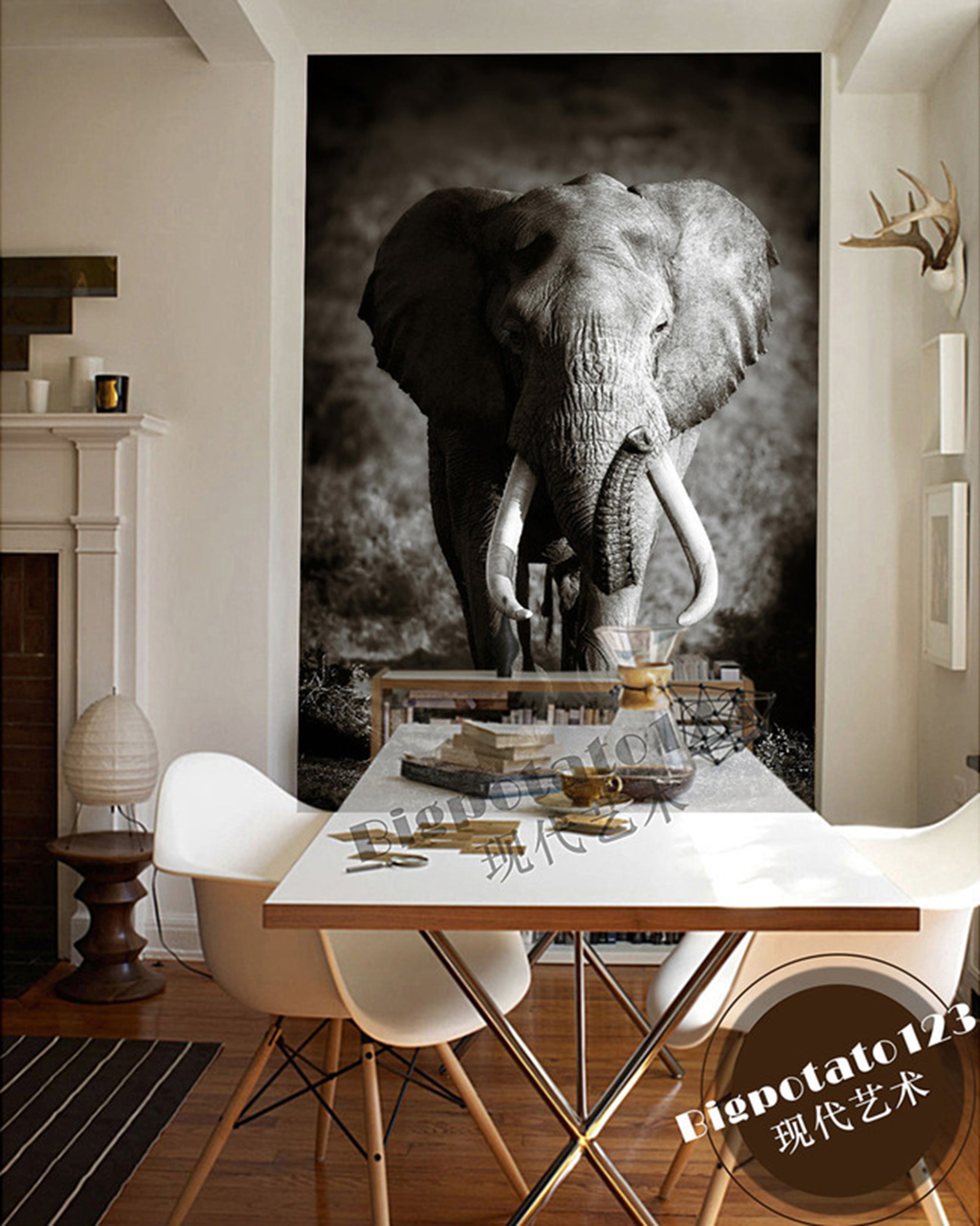 3D Steppe Elephant WG031 Wall Murals