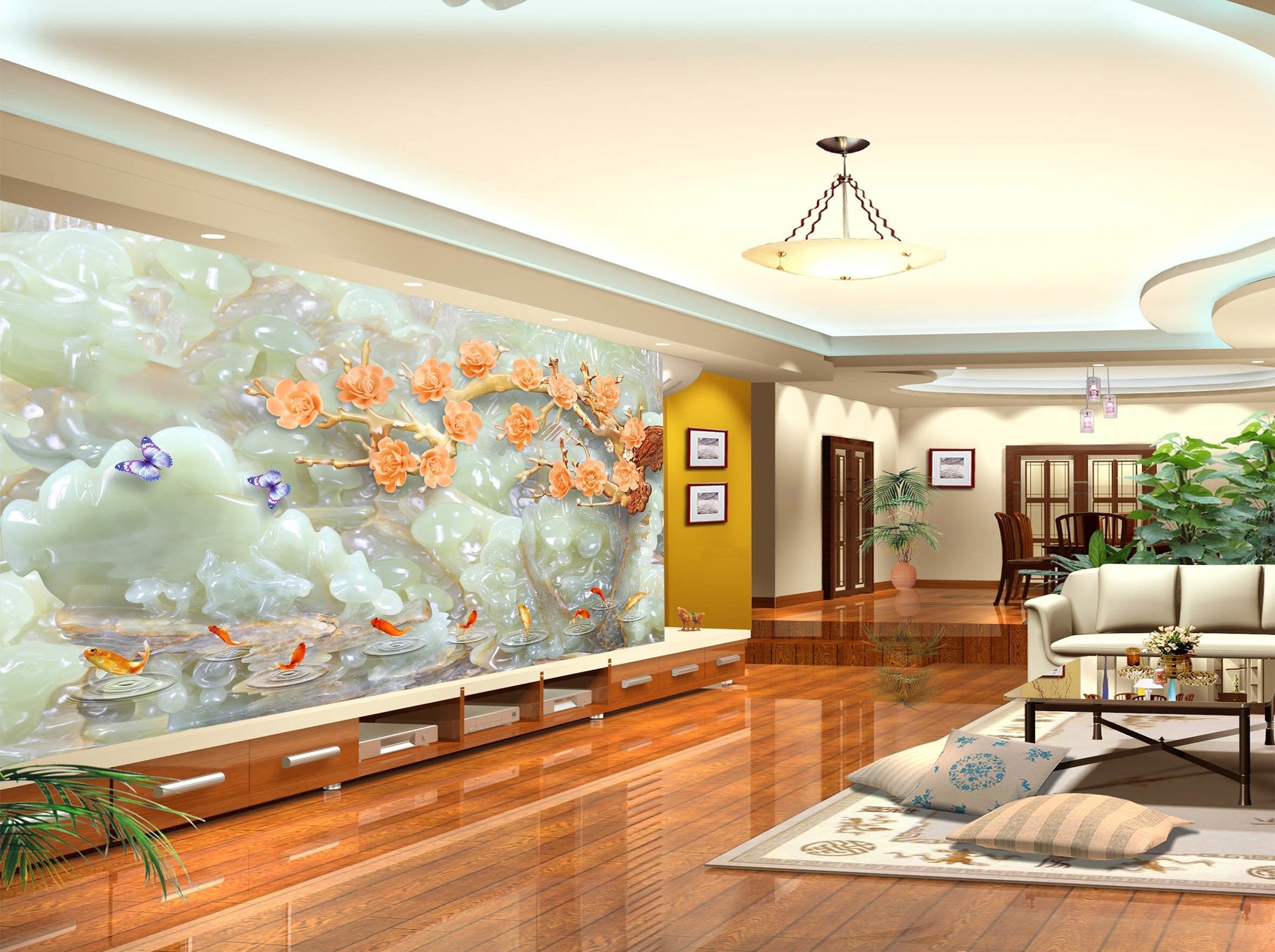 3D Jade Carving Butterfly 291 Wallpaper AJ Wallpaper