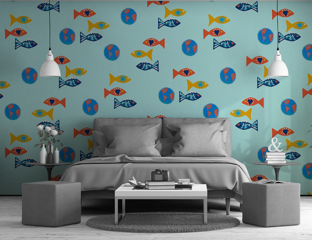 3D Colored Fish WG403 Wall Murals