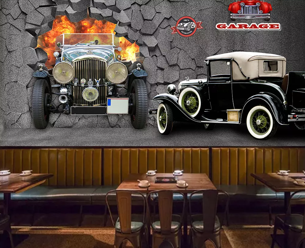 3D Luxury Car Broken Wall 397 Wallpaper AJ Wallpaper 2