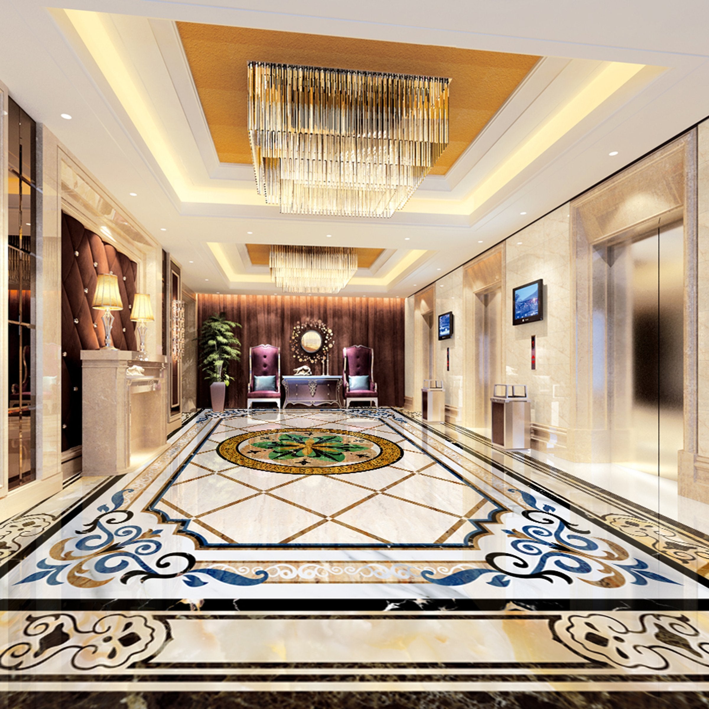 3D Orange Circular Pattern WG637 Floor Mural Wallpaper AJ Wallpaper 2