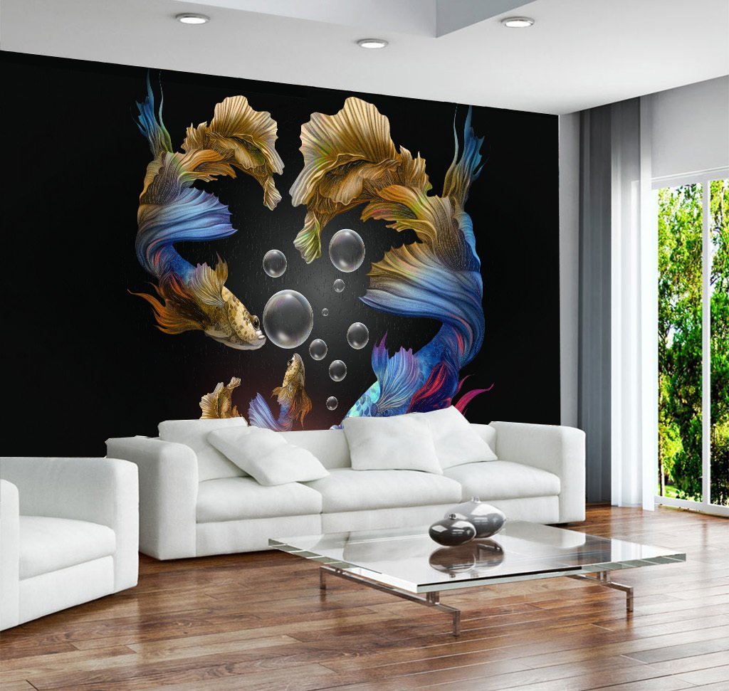 3D Goldfish Bubble 363 Wall Murals Wallpaper AJ Wallpaper 2
