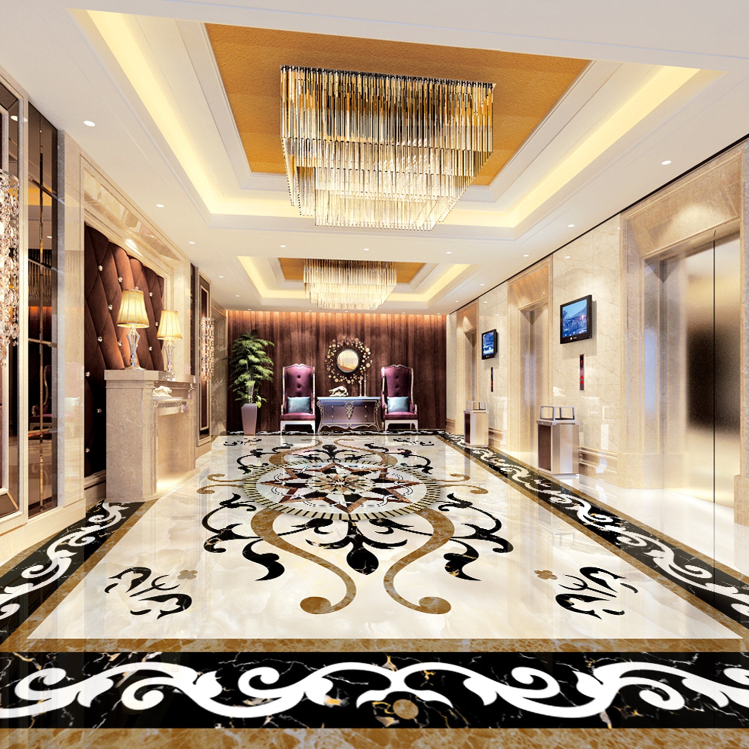 3D Black Strips WG592 Floor Mural Wallpaper AJ Wallpaper 2