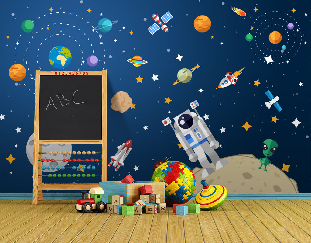 3D Astronaut Rocket WG392 Wall Murals