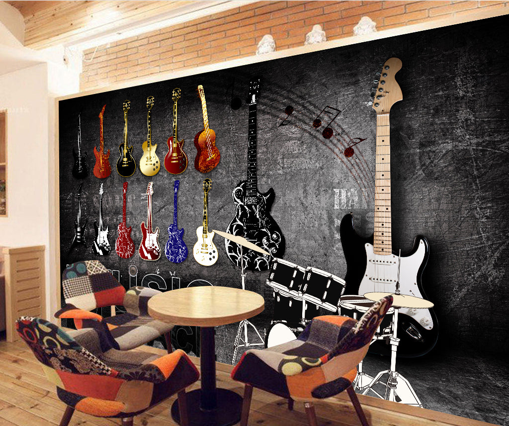 3D Guitar Note WG173 Wall Murals