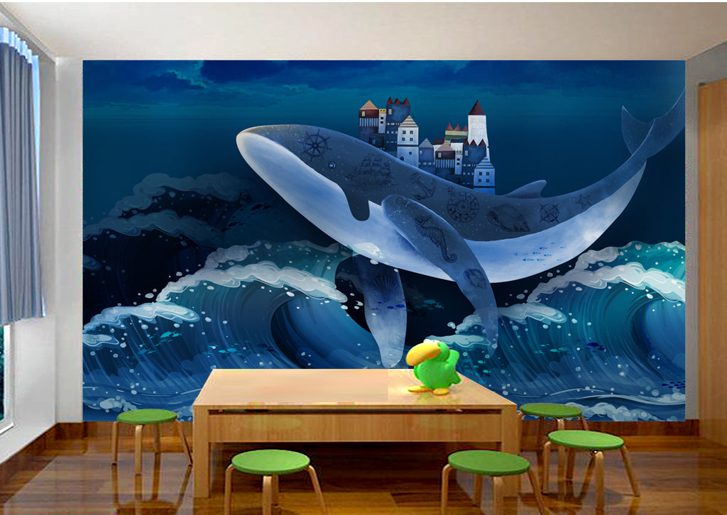 3D Whale House WG421 Wall Murals