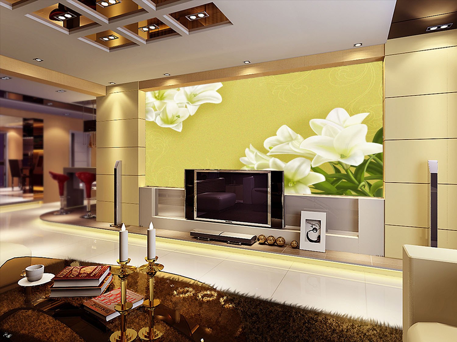 Pure White Lilies Wallpaper AJ Wallpaper 2