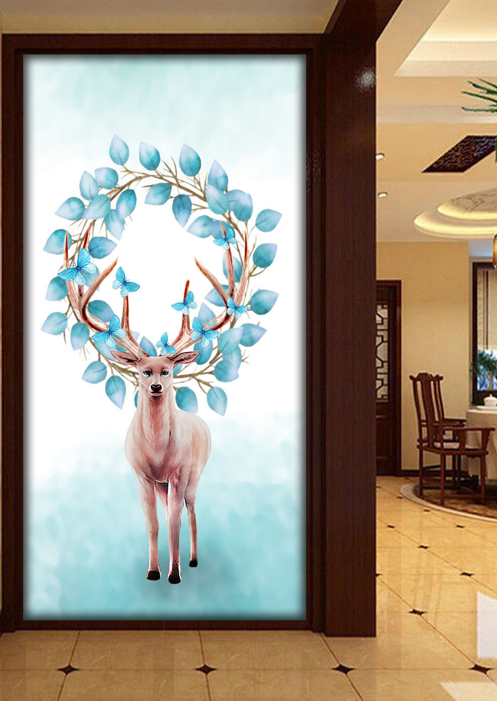 3D Wreath Deer WG115 Wall Murals