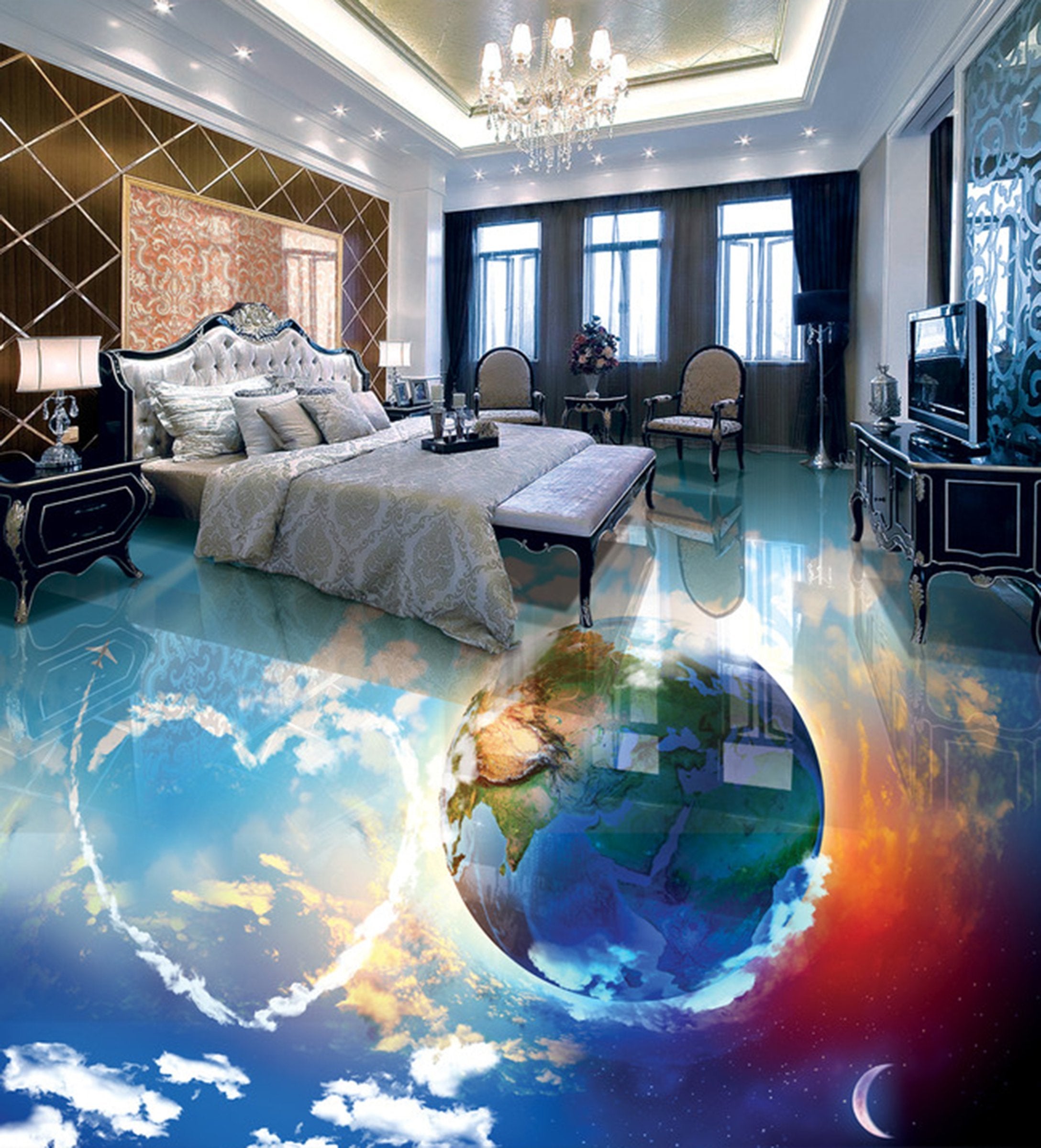 3D Planet WG041 Floor Mural Wallpaper AJ Wallpaper 2