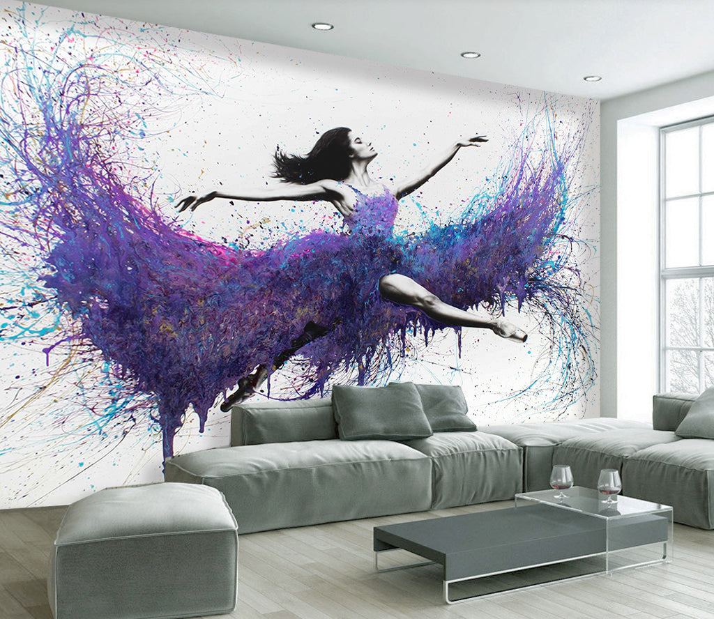 3D Purple Ballet WG198 Wall Murals