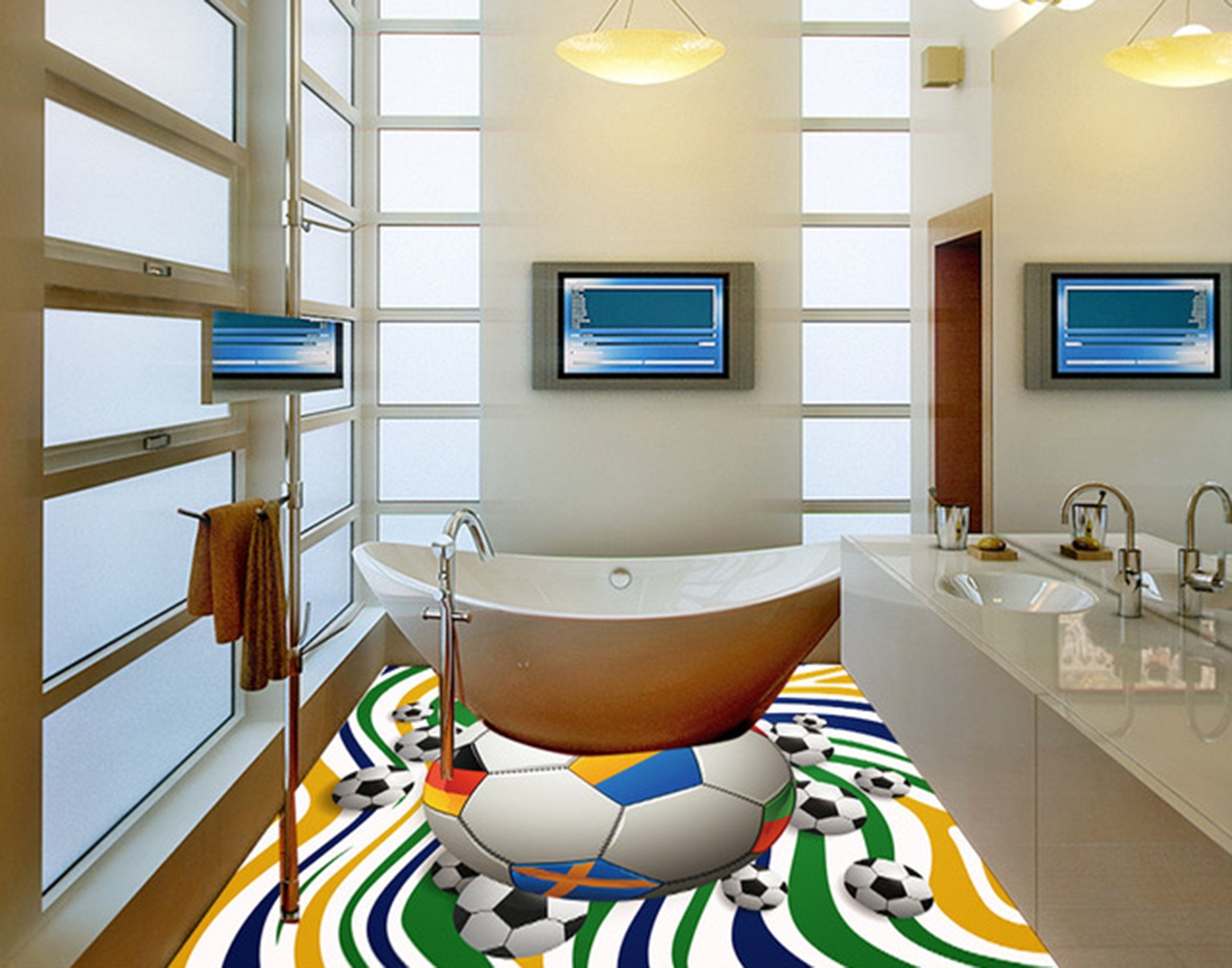 3D Color Football WG019 Floor Mural Wallpaper AJ Wallpaper 2