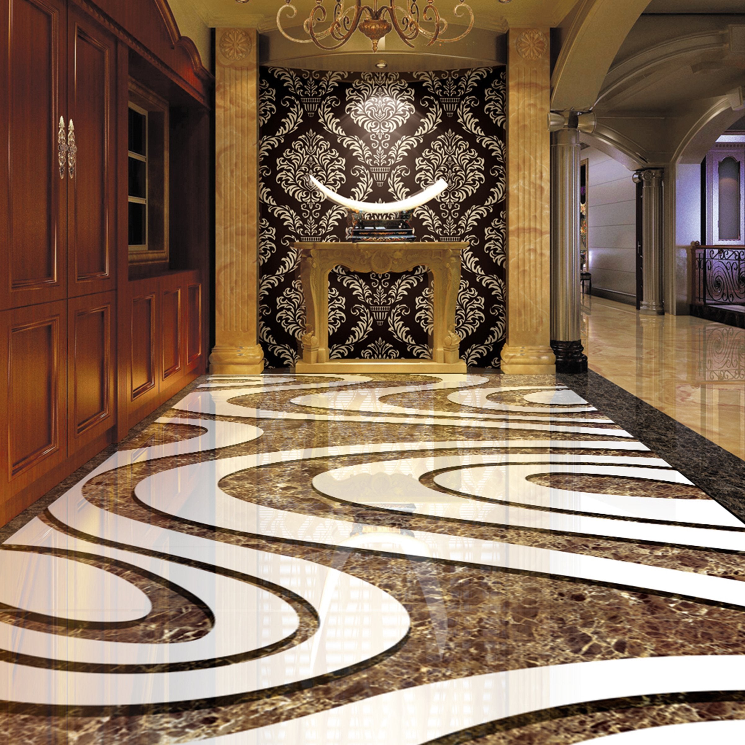 3D White Wave WG358 Floor Mural Wallpaper AJ Wallpaper 2