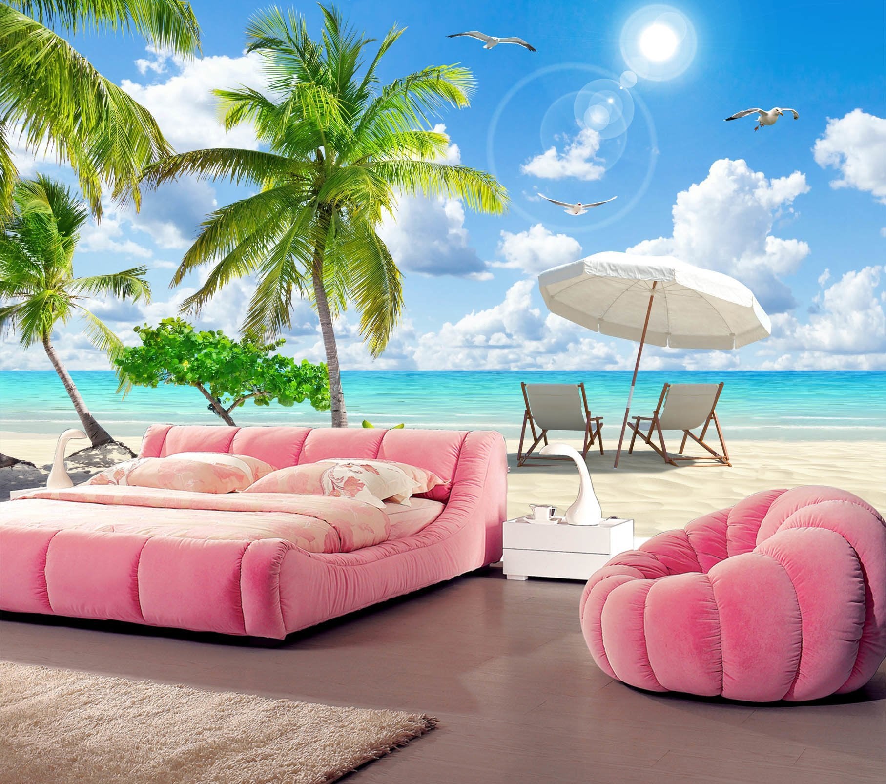 3D Umbrella Coconut Tree 298 Wallpaper AJ Wallpaper