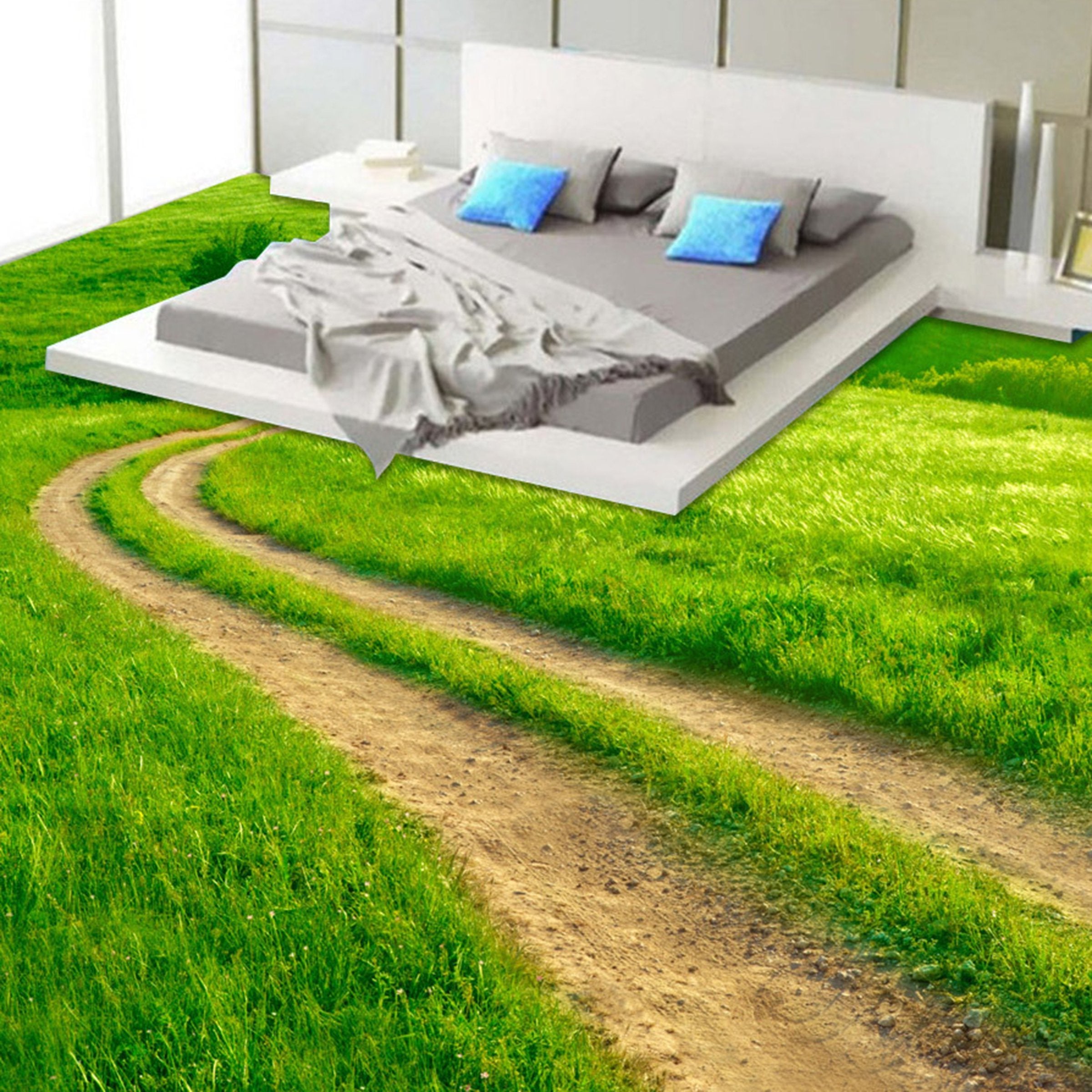 3D Grass Pathn WG370 Floor Mural Wallpaper AJ Wallpaper 2