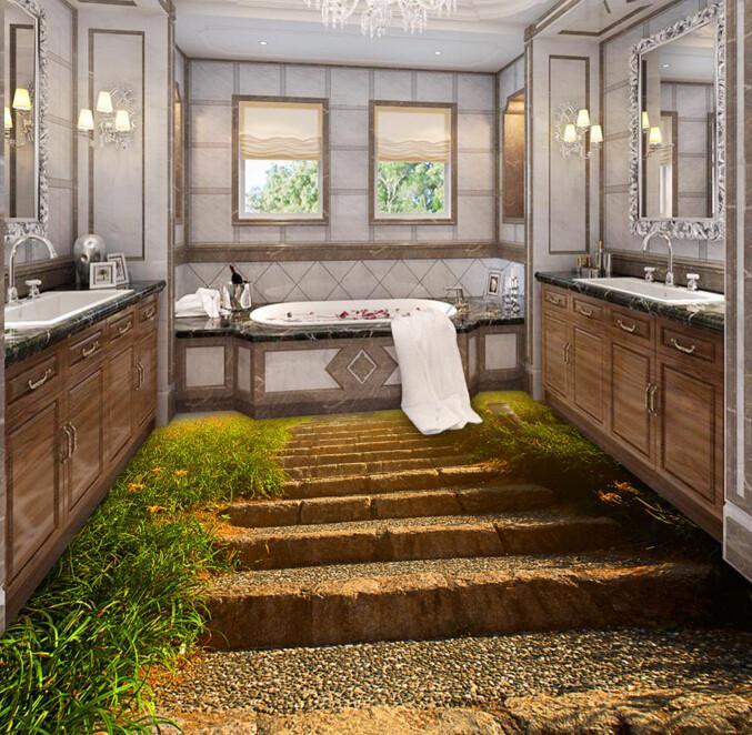3D Stone Stairs Floor Mural Wallpaper AJ Wallpaper 2