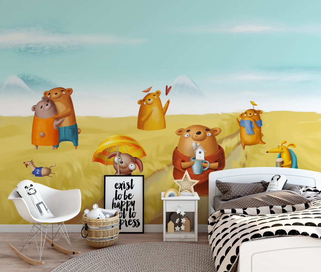 3D Wheat Field Pig WG445 Wall Murals