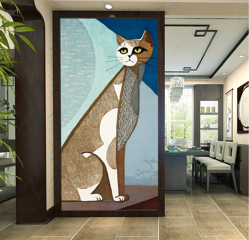 3D Cute Grey Cat WG121 Wall Murals