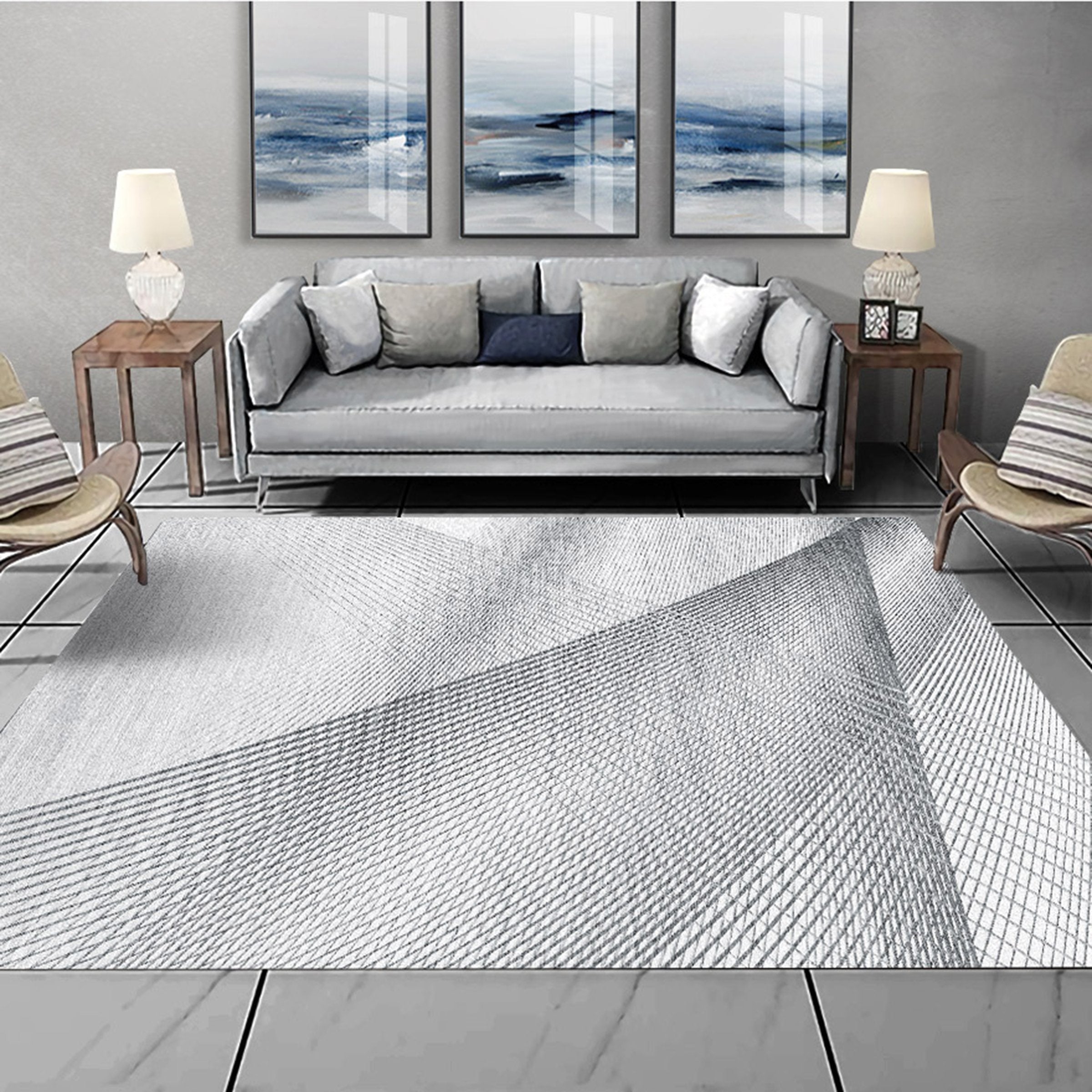 3D Gray Stripe WG300 Non Slip Rug Mat Mat AJ Creativity Home